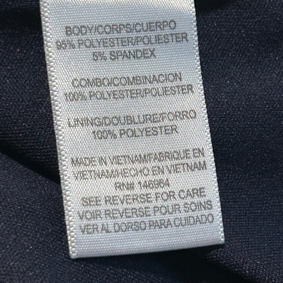 Donna Ricco New York Navy Blue Lace Sleeve V Neck Dress Size 16‎ - Picture 8 of 8